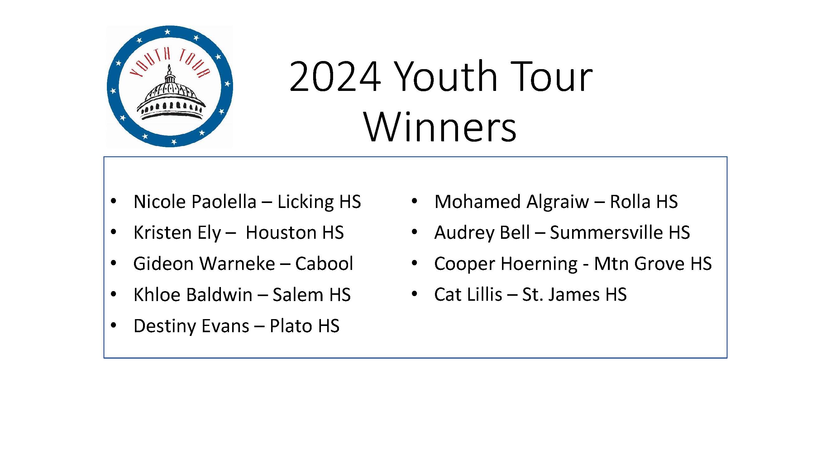 2024 Youth Tour Winners