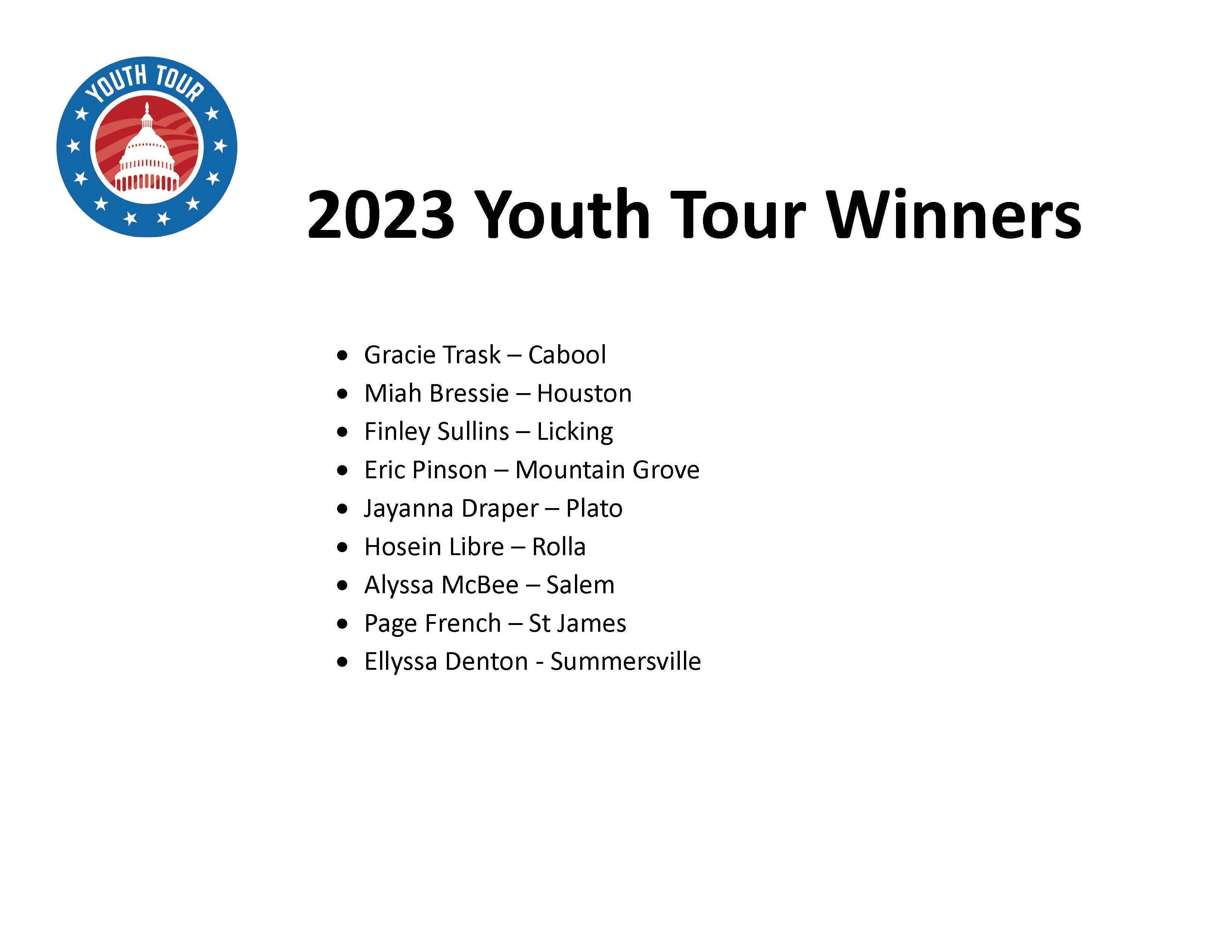 2023 Youth Tour Delegates